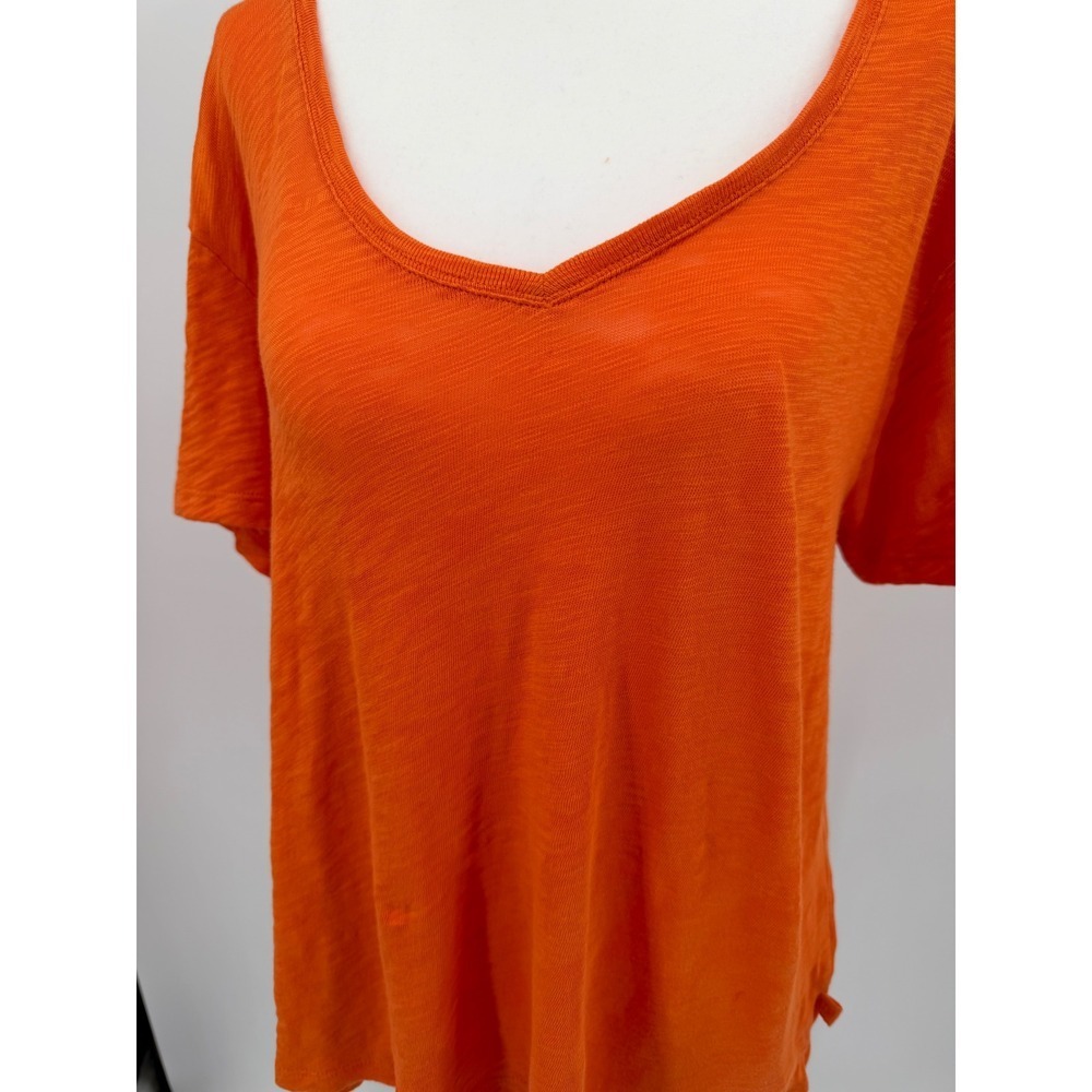ATM Anthony Thomas Melillo Orange Slub Jersey V-Neck T-Shirt XS oversized - Picture 2 of 10